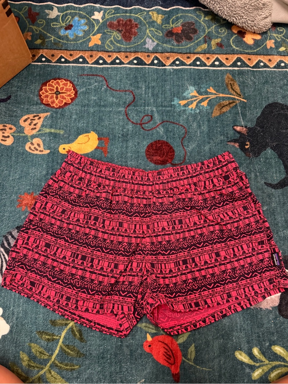 Patagonia Women's Pink and Black Patterned Elastic-Waist Shorts